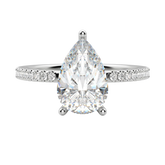 1.33 CT Pear Cut Solitaire Pave Moissanite Engagement Ring 3